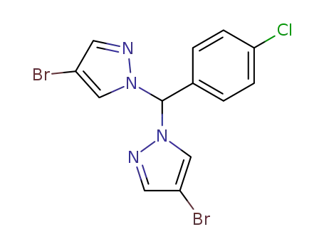 Molecular Structure of 120594-12-9 (4,4'-dibromo-1,1'-bis-pyrazolyl-para-chlorophenylmethane)