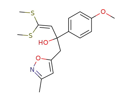 2-(4-Methoxy-phenyl)-1-(3-methyl-isoxazol-5-yl)-4,4-bis-methylsulfanyl-but-3-en-2-ol