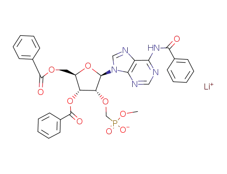 Molecular Structure of 115265-13-9 (C<sub>33</sub>H<sub>29</sub>N<sub>5</sub>O<sub>10</sub>P<sup>(1-)</sup>*Li<sup>(1+)</sup>)