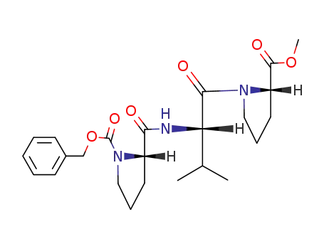 Molecular Structure of 51782-86-6 (L-Proline, 1-[N-[1-[(phenylmethoxy)carbonyl]-L-prolyl]-L-valyl]-, methyl
ester)