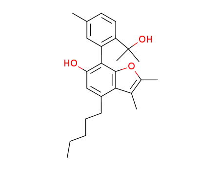 Molecular Structure of 91022-25-2 (6-Benzofuranol,
7-[2-(1-hydroxy-1-methylethyl)-5-methylphenyl]-2,3-dimethyl-4-pentyl-)