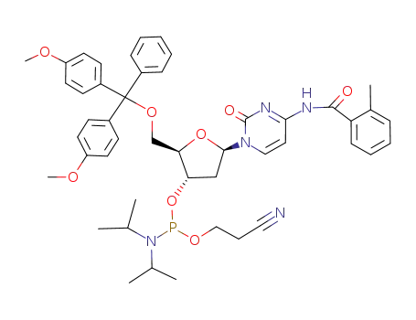 Diisopropyl-phosphoramidous acid (2R,3S,5R)-2-[bis-(4-methoxy-phenyl)-phenyl-methoxymethyl]-5-[4-(2-methyl-benzoylamino)-2-oxo-2H-pyrimidin-1-yl]-tetrahydro-furan-3-yl ester 2-cyano-ethyl ester