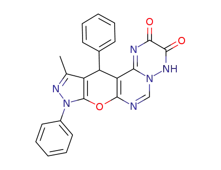 9,12-dihydro-11-methyl-9,12-diphenyl-2H-pyrazolo<4'',3'':5',6'>pyrano<2',3':4,5>pyrimido<1,6-b><1,2,4>triazine-2,3(4H)-dione