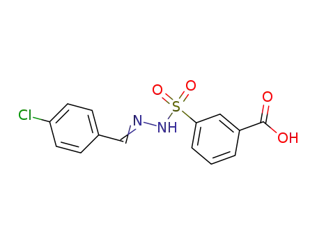 Molecular Structure of 17645-70-4 (Benzoic acid, 3-[[[(4-chlorophenyl)methylene]hydrazino]sulfonyl]-)
