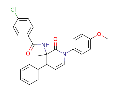 Molecular Structure of 85380-80-9 (4-Chloro-N-[1-(4-methoxy-phenyl)-3-methyl-2-oxo-4-phenyl-1,2,3,4-tetrahydro-pyridin-3-yl]-benzamide)