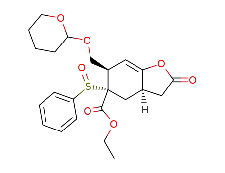 Ethyl 2-oxo-5-phenylsulfinyl-6-tetrahydropyranyloxy-3a,4,5,6-tetrahydro(3H)benzofuran-5-carboxylate