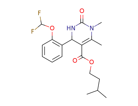 Molecular Structure of 114915-08-1 (3-methylbutyl 4-[2-(difluoromethoxy)phenyl]-1,6-dimethyl-2-oxo-1,2,3,4-tetrahydropyrimidine-5-carboxylate)