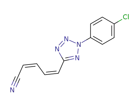 Molecular Structure of 74795-88-3 ((2Z,4Z)-5-[2-(4-Chloro-phenyl)-2H-tetrazol-5-yl]-penta-2,4-dienenitrile)