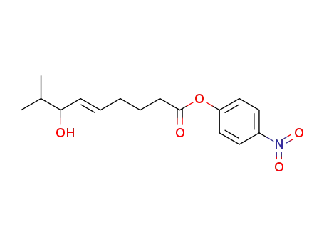 Molecular Structure of 133632-04-9 ((E)-7-Hydroxy-8-methyl-non-5-enoic acid 4-nitro-phenyl ester)
