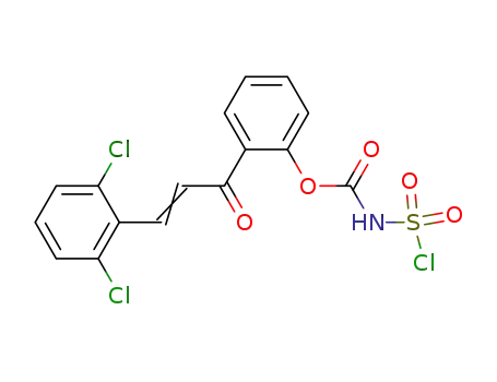 Molecular Structure of 88701-93-3 (Carbamic acid, (chlorosulfonyl)-,
2-[3-(2,6-dichlorophenyl)-1-oxo-2-propenyl]phenyl ester, (E)-)