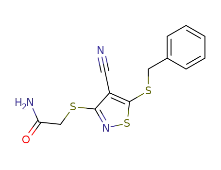 Molecular Structure of 135489-18-8 (2-{[5-(benzylsulfanyl)-4-cyanoisothiazol-3-yl]sulfanyl}acetamide)
