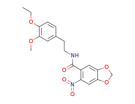 Molecular Structure of 125232-03-3 (6-Nitro-benzo[1,3]dioxole-5-carboxylic acid [2-(4-ethoxy-3-methoxy-phenyl)-ethyl]-amide)