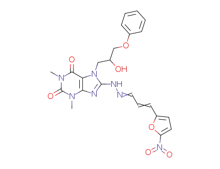 2-Furanacrolein, 5-nitro-, (1,3-dimethyl-2,6-dioxo-7-(2-hydroxy-3-phenoxypropyl)-1,2,3,6-tetrahydropurin-8-yl)hydrazone