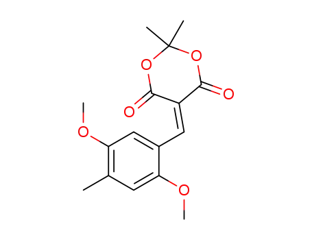Molecular Structure of 117646-12-5 (5-(2,5-Dimethoxy-4-methyl-benzylidene)-2,2-dimethyl-[1,3]dioxane-4,6-dione)