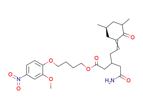 4-(2-methoxy-4-nitrophenoxy)butyl ester of 4-carbamoyl-3-(2-(3,5(S)-dimethyl-2-oxocyclohexylidene)ethyl)butanoic acid
