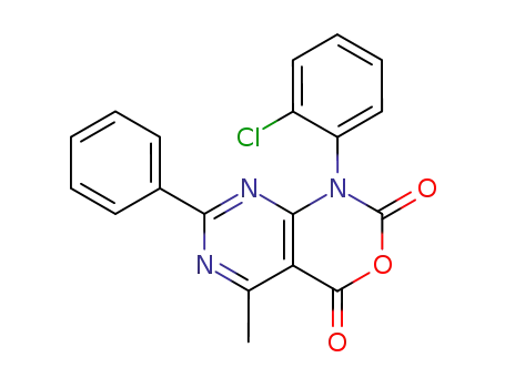 Molecular Structure of 94037-06-6 (2H-Pyrimido[4,5-d][1,3]oxazine-2,4(1H)-dione,
1-(2-chlorophenyl)-5-methyl-7-phenyl-)