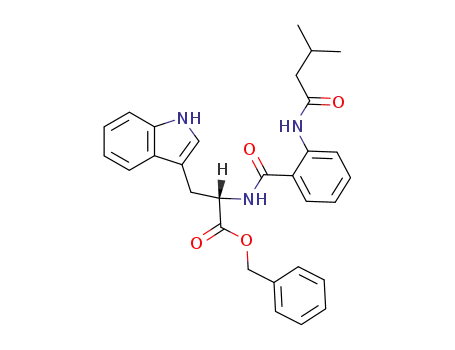 Molecular Structure of 94141-52-3 (L-Tryptophan, N-[2-[(3-methyl-1-oxobutyl)amino]benzoyl]-, phenylmethyl
ester)