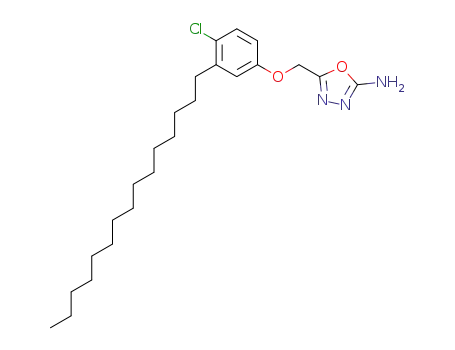 Molecular Structure of 117554-47-9 (5-[(4-chloro-3-pentadecylphenoxy)methyl]-1,3,4-oxadiazol-2-amine)
