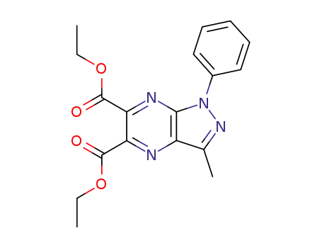 Molecular Structure of 90094-66-9 (1H-Pyrazolo[3,4-b]pyrazine-5,6-dicarboxylic acid, 3-methyl-1-phenyl-,
diethyl ester)