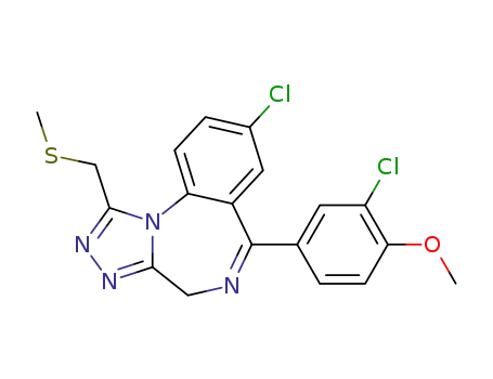 Molecular Structure of 115764-99-3 (8-chloro-6-(3-chloro-4-methoxyphenyl)-1-[(methylsulfanyl)methyl]-4H-[1,2,4]triazolo[4,3-a][1,4]benzodiazepine)