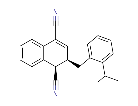 Molecular Structure of 118893-09-7 ((1R,2R)-2-(2-Isopropyl-benzyl)-1,2-dihydro-naphthalene-1,4-dicarbonitrile)