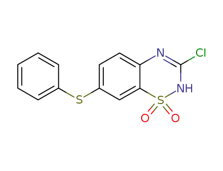 Molecular Structure of 71259-70-6 (3-Chloro-7-phenylsulfanyl-2H-benzo[1,2,4]thiadiazine 1,1-dioxide)