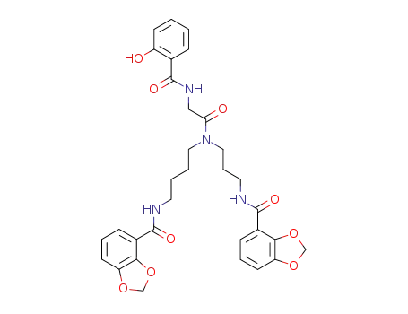 Molecular Structure of 76927-63-4 (N<sup>4</sup>-<N-(2-Hydroxybenzoyl)glycyl>-N<sup>1</sup>,N<sup>8</sup>-bis<2,3-(methylenedioxy)benzoyl>spermidine)