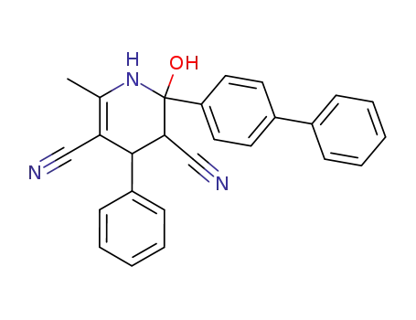 Molecular Structure of 88876-83-9 (3,5-Pyridinedicarbonitrile,
2-[1,1'-biphenyl]-4-yl-1,2,3,4-tetrahydro-2-hydroxy-6-methyl-4-phenyl-)