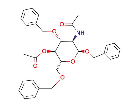 Molecular Structure of 72489-18-0 (Benzyl-2-acetamido-4-O-acetyl-3,6-di-O-benzyl-2-desoxy-α-D-glucopyranosid)