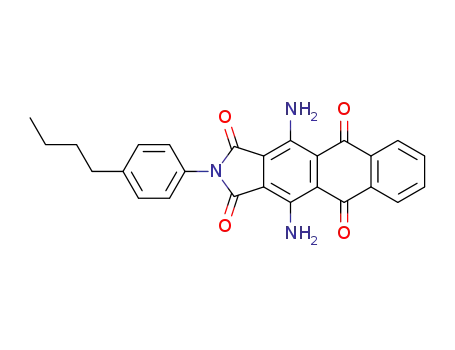 Molecular Structure of 3319-49-1 (1H-Naphth[2,3-f]isoindole-1,3,5,10(2H)-tetrone,
4,11-diamino-2-(4-butylphenyl)-)