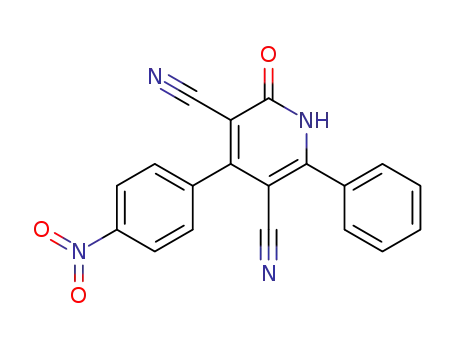 Molecular Structure of 78482-17-4 (3,5-Pyridinedicarbonitrile, 1,2-dihydro-4-(4-nitrophenyl)-2-oxo-6-phenyl-)