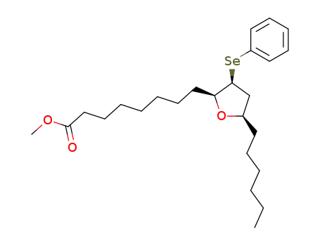 8-((2S,3S,5R)-5-Hexyl-3-phenylselanyl-tetrahydro-furan-2-yl)-octanoic acid methyl ester