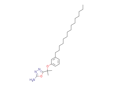 Molecular Structure of 124237-30-5 (1,3,4-Oxadiazol-2-amine, 5-(1-methyl-1-(3-pentadecylphenoxy)ethyl)-)