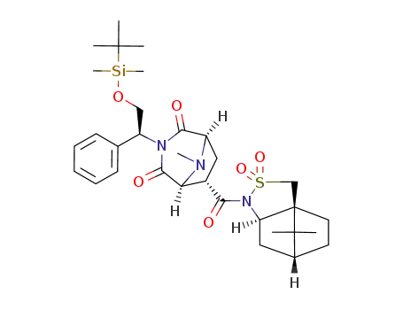 <3aS<1<1S<sup>*</sup>,3(R<sup>*</sup>),5R<sup>*</sup>,6R<sup>*</sup>>,3aα,6α,7aβ>>-1-<<3-<2-<<(1,1-Dimwthylethyl)dimethylsilyl>oxy>-1-phenylethyl>-8-methyl-2,4-dioxo-3,8-diazabicyclo<3.2.1>oct-6-yl>carbonyl>hexahydro-8,8-dimethyl-3H-3a,6-methano-2,1-benzisothiazole 2,2-dioxide