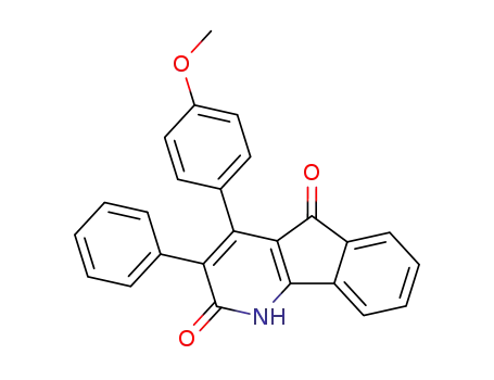 Molecular Structure of 87999-14-2 (1H-Indeno[1,2-b]pyridine-2,5-dione, 4-(4-methoxyphenyl)-3-phenyl-)