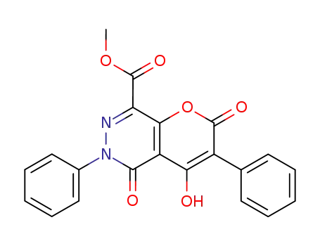 Molecular Structure of 121582-89-6 (3,6-diphenyl-4-hydroxy-8-methoxycarbonylpyrano<2,3-d>pyridazine-2,5(6H)-dione)