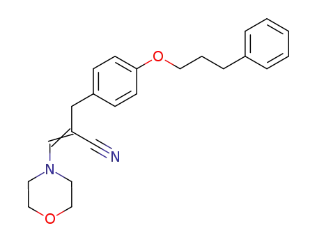 Molecular Structure of 656810-60-5 (Benzenepropanenitrile,
a-(4-morpholinylmethylene)-4-(3-phenylpropoxy)-)