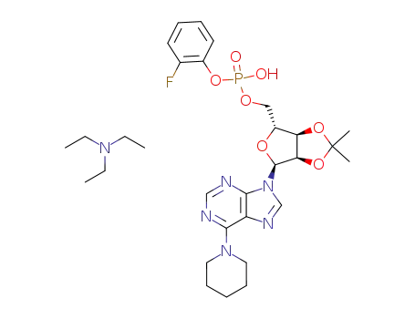 Phosphoric acid (3aR,4R,6S,6aR)-2,2-dimethyl-6-(6-piperidin-1-yl-purin-9-yl)-tetrahydro-furo[3,4-d][1,3]dioxol-4-ylmethyl ester 2-fluoro-phenyl ester; compound with triethyl-amine