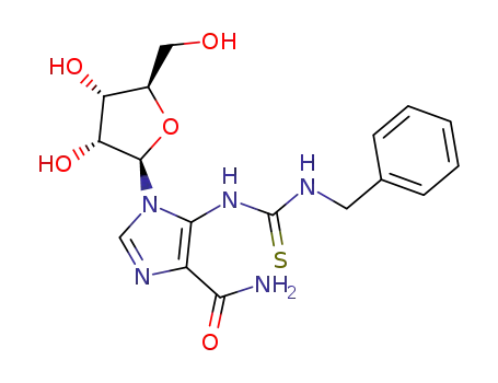 Molecular Structure of 133966-94-6 (5-<1-(3-benzylthioureido)>-1-(β-D-ribofuranosyl)imidazole-4-carboxamide)