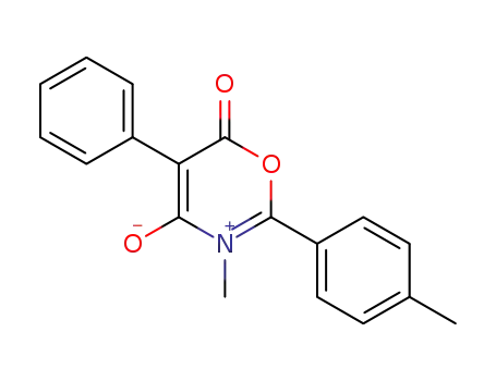 Molecular Structure of 68823-14-3 (3-methyl-4,6-dioxo-5-phenyl-2-<i>p</i>-tolyl-5,6-dihydro-4<i>H</i>-[1,3]oxazinium betaine)