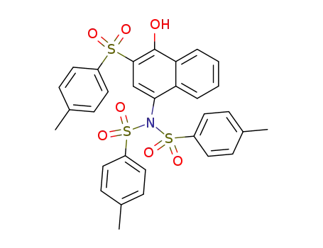 Molecular Structure of 100073-65-2 (Benzenesulfonamide,
N-[4-hydroxy-3-[(4-methylphenyl)sulfonyl]-1-naphthalenyl]-4-methyl-N-[(4
-methylphenyl)sulfonyl]-)