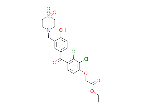 Acetic acid,
[2,3-dichloro-4-[3-[(1,1-dioxido-4-thiomorpholinyl)methyl]-4-hydroxybenz
oyl]phenoxy]-, ethyl ester