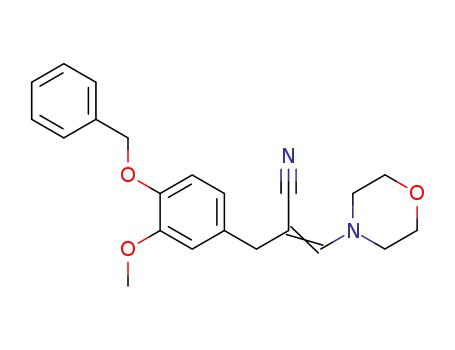 Molecular Structure of 111453-11-3 (Benzenepropanenitrile,
3-methoxy-a-(4-morpholinylmethylene)-4-(phenylmethoxy)-)