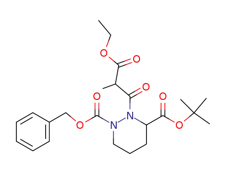 Molecular Structure of 81383-51-9 (1,3(2H)-Pyridazinedicarboxylic acid,
2-(3-ethoxy-2-methyl-1,3-dioxopropyl)tetrahydro-, 3-(1,1-dimethylethyl)
1-(phenylmethyl) ester)