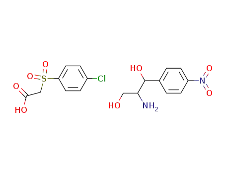 Molecular Structure of 102606-68-8 (Acetic acid, ((p-chlorophenyl)sulfonyl)-, compd. with 2-amino-1-(p-nitrophenyl)-1,3-propanediol (1:1))