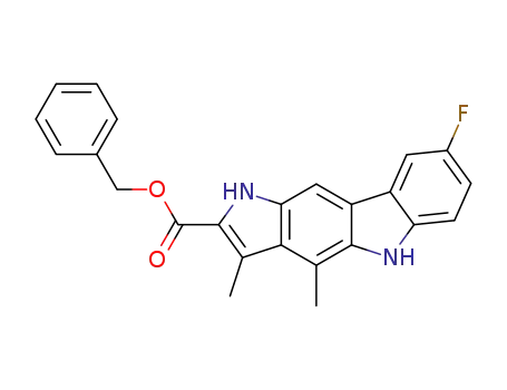 Pyrrolo[3,2-b]carbazole-2-carboxylic acid,
8-fluoro-1,5-dihydro-3,4-dimethyl-, phenylmethyl ester