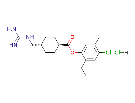 Molecular Structure of 83384-36-5 (4-Guanidinomethyl-cyclohexanecarboxylic acid 4-chloro-2-isopropyl-5-methyl-phenyl ester; hydrochloride)