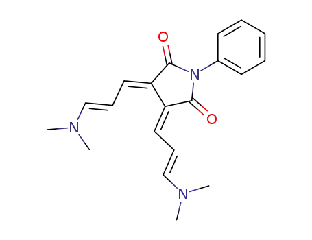 Molecular Structure of 112630-02-1 (2,5-Pyrrolidinedione,
3,4-bis[3-(dimethylamino)-2-propenylidene]-1-phenyl-, (E,E,E,Z)-)
