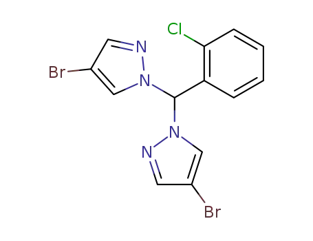 Molecular Structure of 120594-11-8 (4,4'-dibromo-1,1'-bis-pyrazolyl-ortho-chlorophenylmethane)