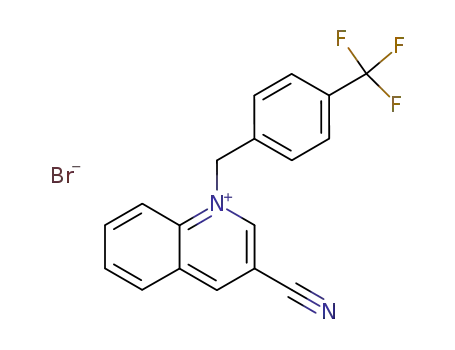 Molecular Structure of 87861-96-9 (Quinolinium, 3-cyano-1-[[4-(trifluoromethyl)phenyl]methyl]-, bromide)